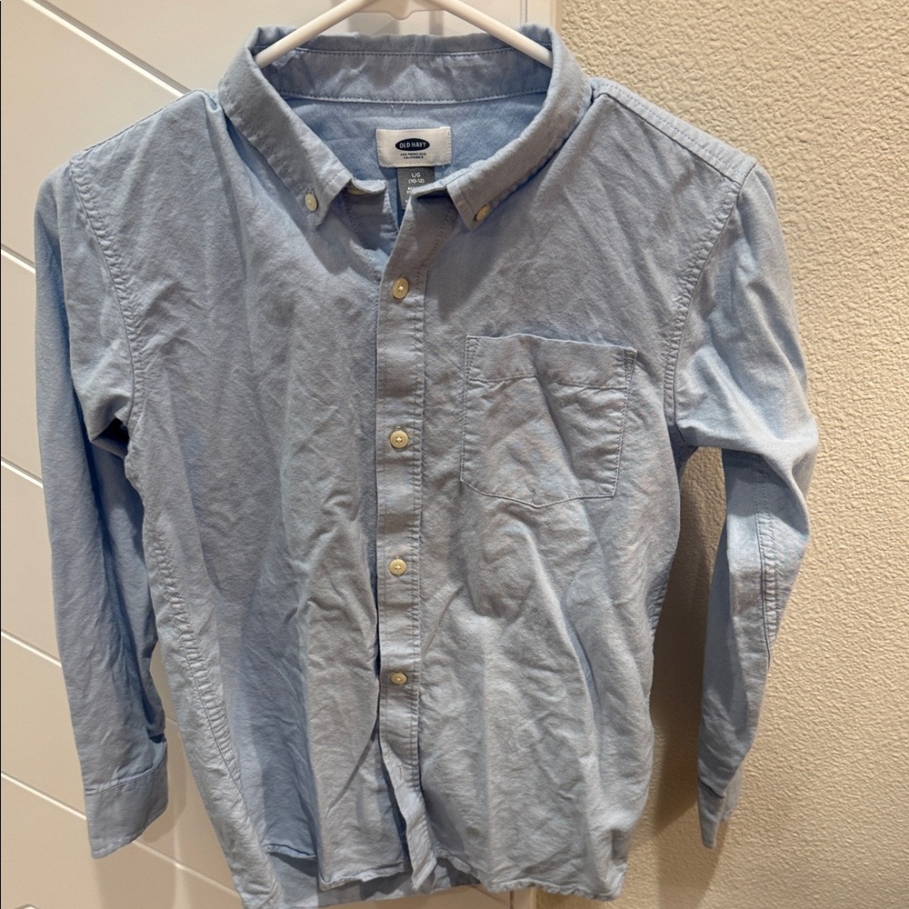 Blue Oxford Collared Boys Large-size 10-12